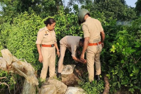 फरेंदा में अवैध शराब के खिलाफ पुलिस की कार्रवाई, कच्ची शराब की कई भट्टियां तोड़ी गईं