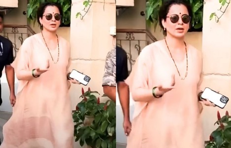 kangna Ranaut New Look : मंगलसूत्र और हरी चूड़ियों में दिखीं कंगना रनौत, सोशल मीडिया पर मचा बवाल