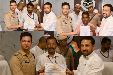 Maharajganj News: निचलौल में उत्कृष्ट कार्य करने वाले लेखपालों को DM-SP ने किया सम्मानित