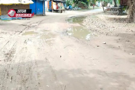 Maharajganj News: बसंतपुर-मंगलपुर पटखौली सड़क बदहाल, जगह-जगह गड्ढों से राहगीर परेशान