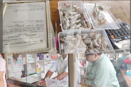 Maharajganj News: नौतनवा के निजी अस्पताल में मेडिकल स्टोर पर छापा, पुराने और संदिग्ध इंजेक्शन समेत दवाएं जब्त